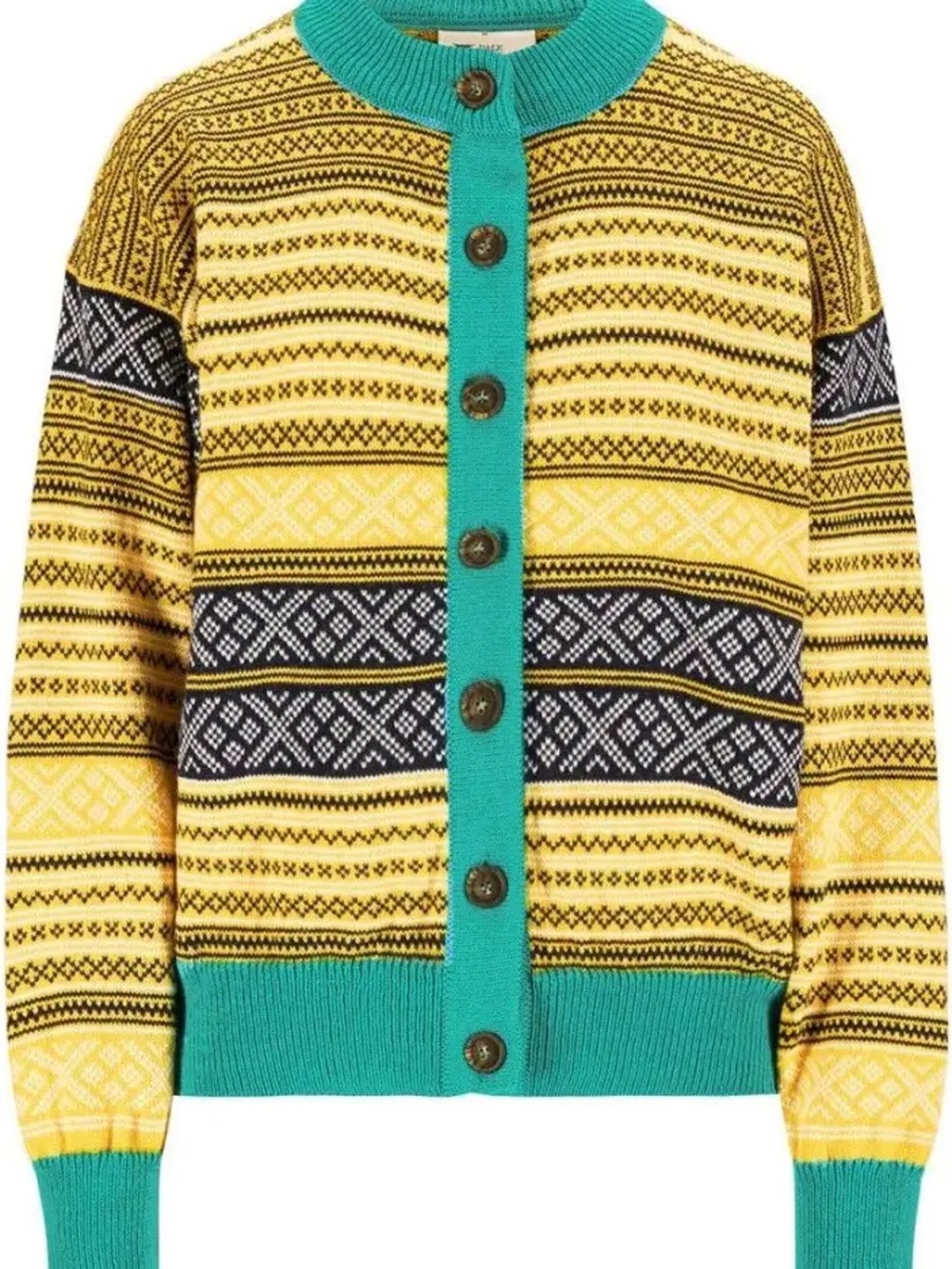 Dale of Norway Yellow and Teal Patterned Women’s Cardigan